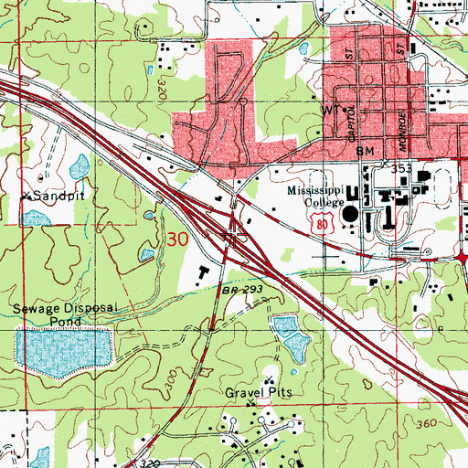 Topographic Map of Interchange 35, MS