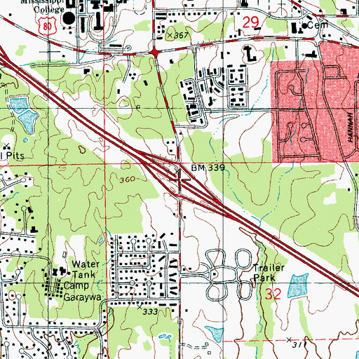 Topographic Map of Interchange 36, MS