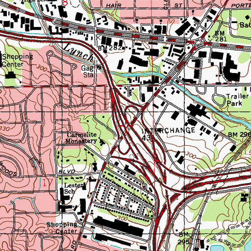 Topographic Map of Interchange 43, MS