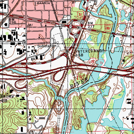 Topographic Map of Interchange 45, MS