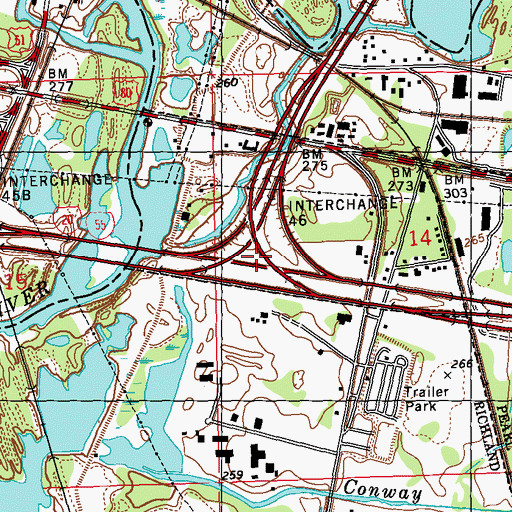 Topographic Map of Interchange 46, MS