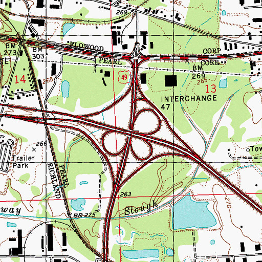 Topographic Map of Interchange 47, MS