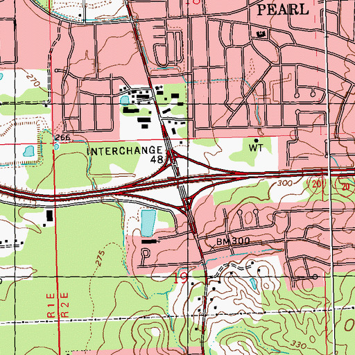 Topographic Map of Interchange 48, MS