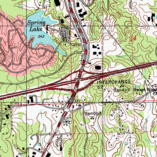 Topographic Map of Interchange 52, MS