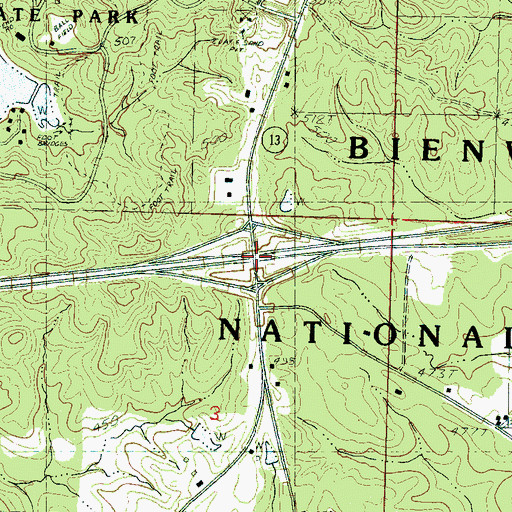 Topographic Map of Interchange 77, MS