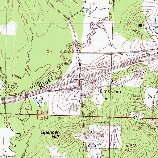 Topographic Map of Interchange 80, MS