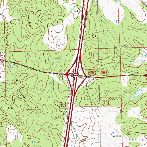 Topographic Map of Interchange 1, MS