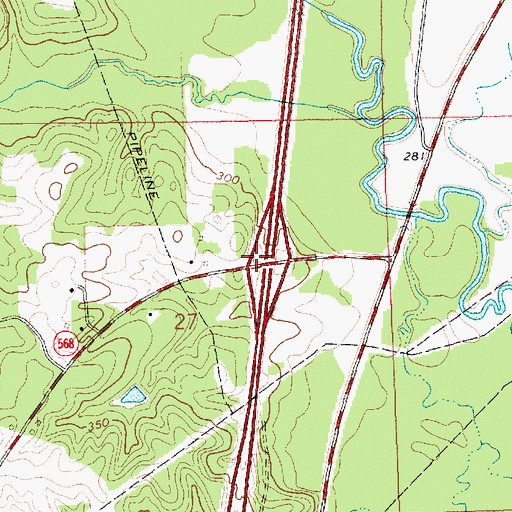 Topographic Map of Interchange 8, MS