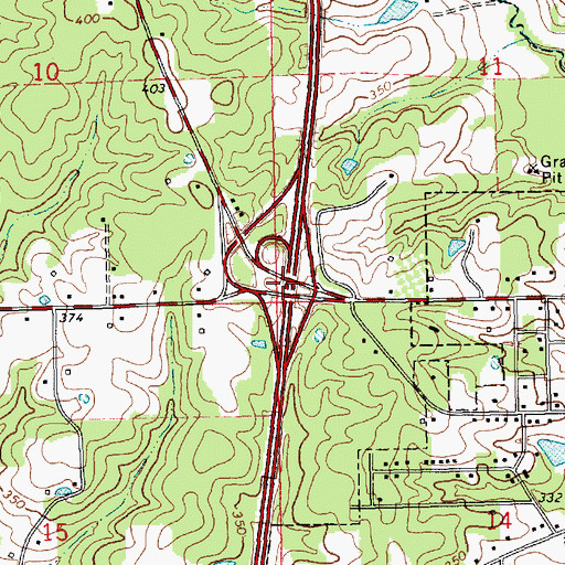 Topographic Map of Interchange 10, MS