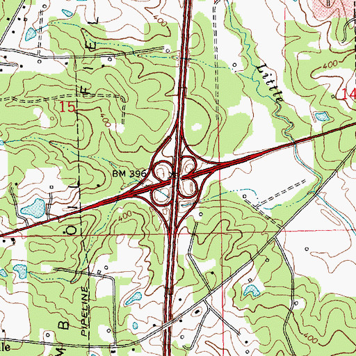 Topographic Map of Interchange 15, MS