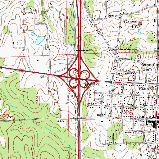 Topographic Map of Interchange 20, MS