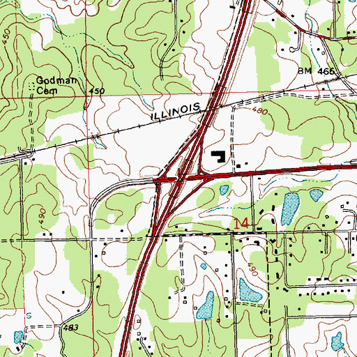 Topographic Map of Interchange 40, MS
