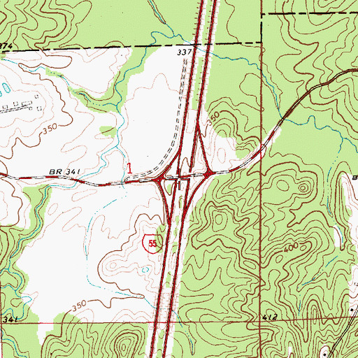 Topographic Map of Interchange 48, MS