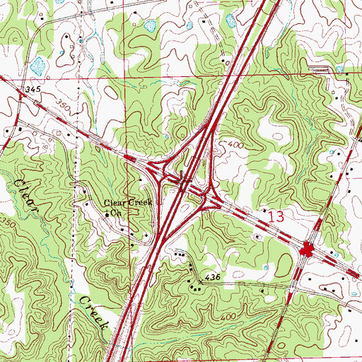 Topographic Map of Interchange 72, MS