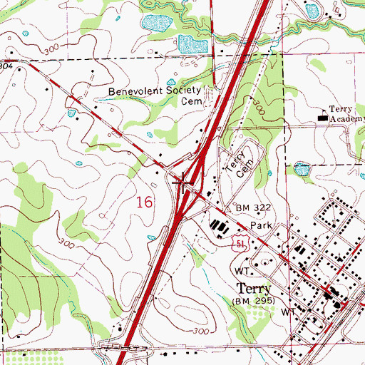 Topographic Map of Interchange 78, MS
