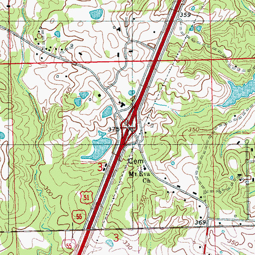 Topographic Map of Interchange 81, MS