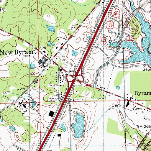 Topographic Map of Interchange 85, MS