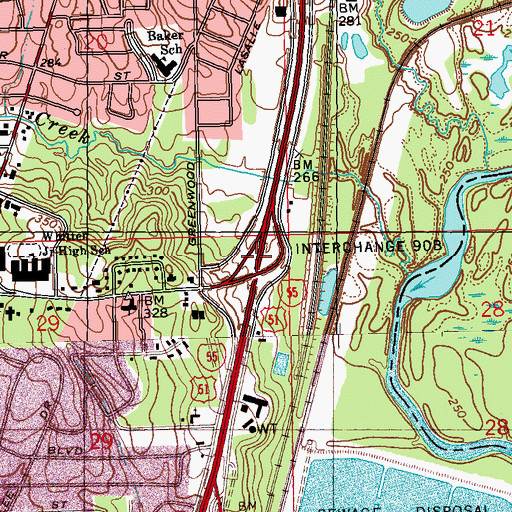 Topographic Map of Interchange 90B, MS