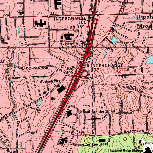 Topographic Map of Interchange 99, MS