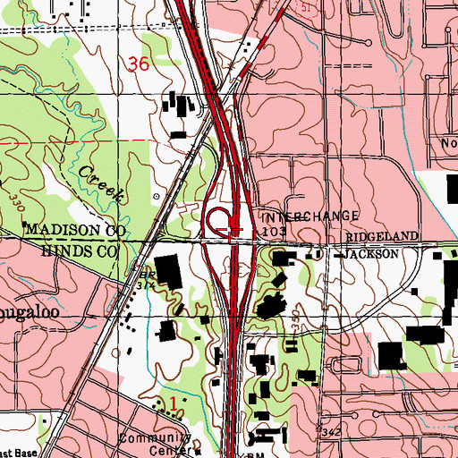 Topographic Map of Interchange 103, MS