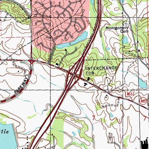 Topographic Map of Interchange 108, MS