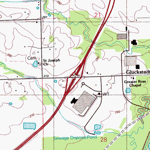 Topographic Map of Interchange 112, MS