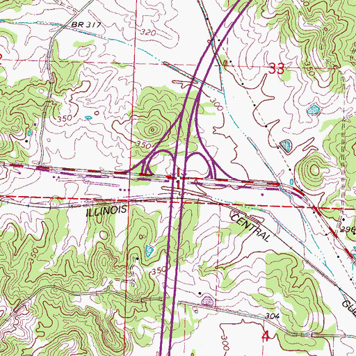 Topographic Map of Interchange 156, MS
