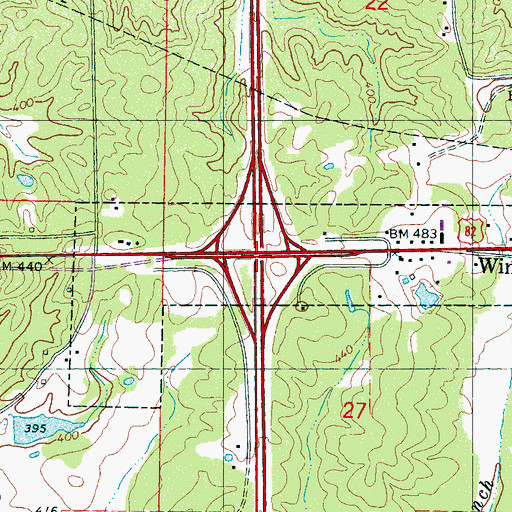 Topographic Map of Interchange 185, MS
