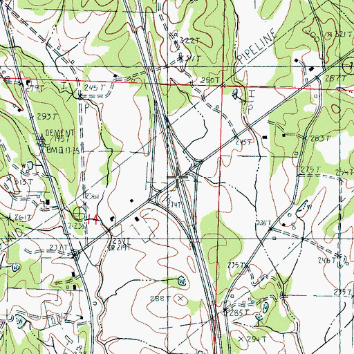 Topographic Map of Interchange 211, MS