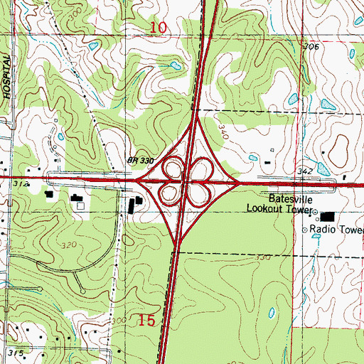 Topographic Map of Interchange 243, MS