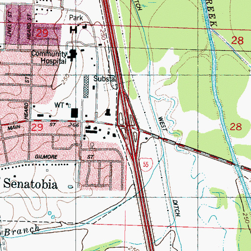 Topographic Map of Interchange 265, MS