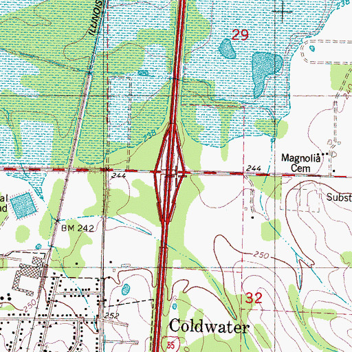 Topographic Map of Interchange 271, MS