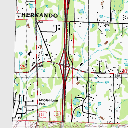 Topographic Map of Interchange 284, MS