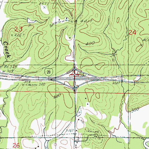 Topographic Map of Interchange 121, MS