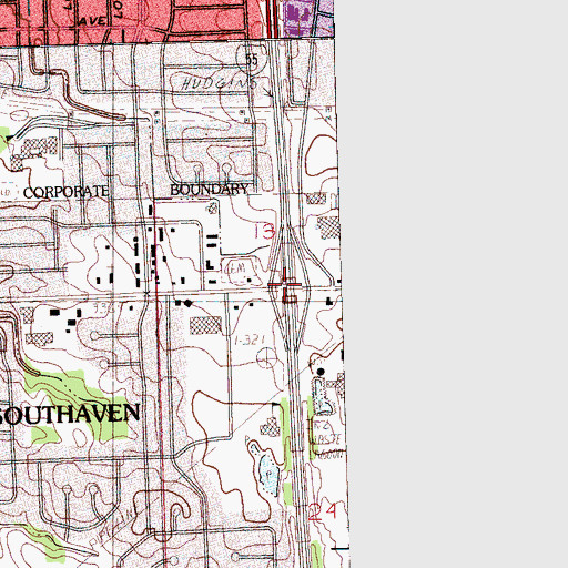 Topographic Map of Interchange 291, MS