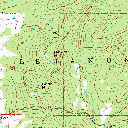 Topographic Map of Township of North Lebanon, AR