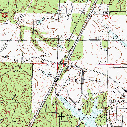 Topographic Map of Interchange 35, MS
