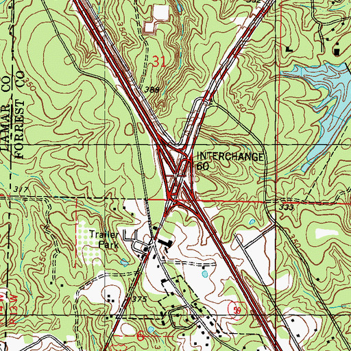 Topographic Map of Interchange 60, MS