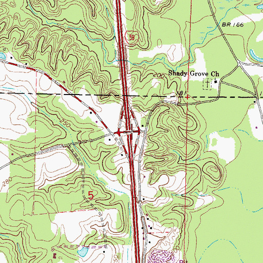 Topographic Map of Interchange 73, MS