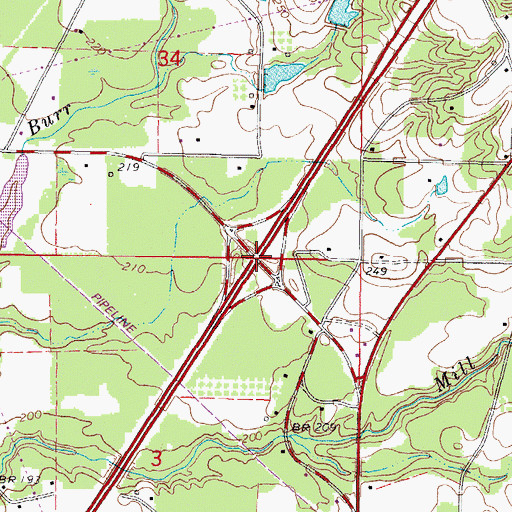 Topographic Map of Interchange 80, MS