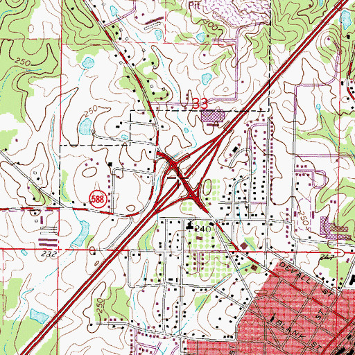 Topographic Map of Interchange 88, MS