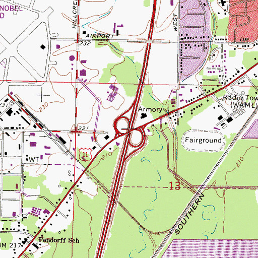 Topographic Map of Interchange 93, MS