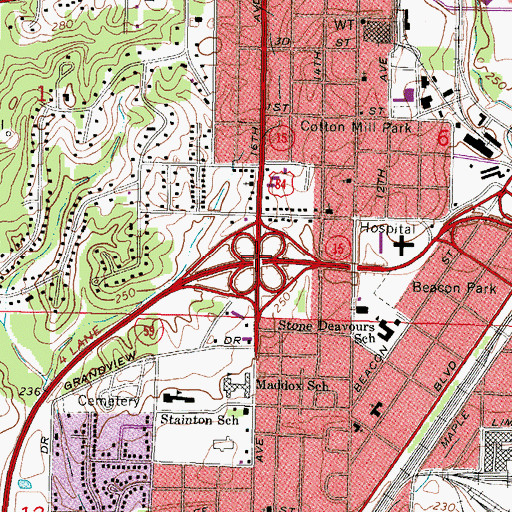 Topographic Map of Interchange 95, MS