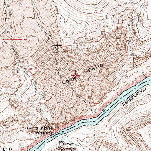 Topographic Map of Lava Falls, AZ