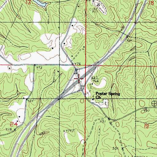 Topographic Map of Interchange 142, MS