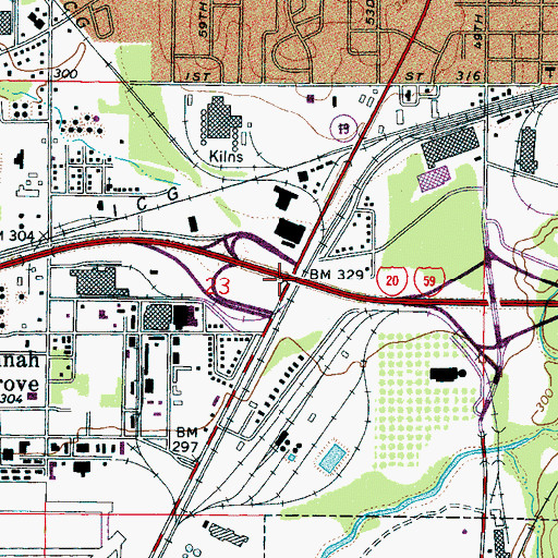 Topographic Map of Interchange 150, MS