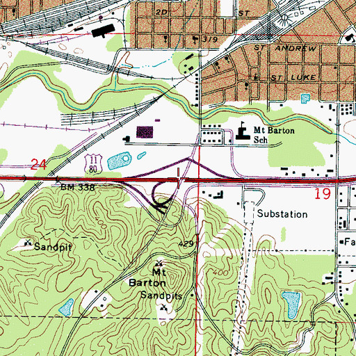 Topographic Map of Interchange 152, MS