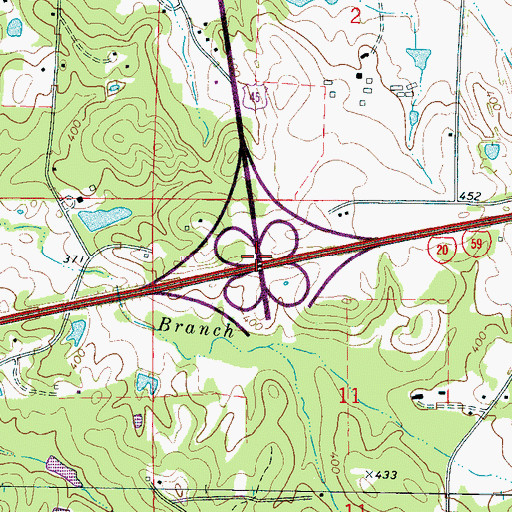 Topographic Map of Interchange 157, MS