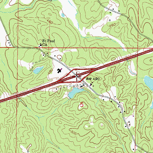 Topographic Map of Interchange 160, MS