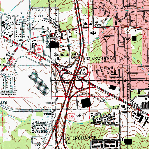 Topographic Map of Interchange 1, MS